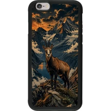 iPhone 6/6s Case Hülle - Silikon schwarz Linocut Gämse