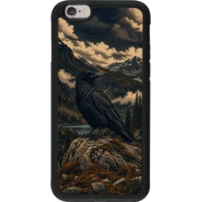 iPhone 6/6s Case Hülle - Silikon schwarz Linocut Grosser Rabe