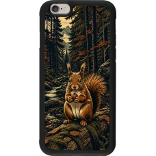 Coque iPhone 6/6s - Silicone rigide noir Linocut Ecureuil