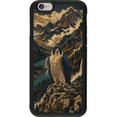 iPhone 6/6s Case Hülle - Silikon schwarz Linocut Wanderfalke