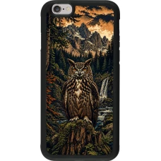 Coque iPhone 6/6s - Silicone rigide noir Linocut Grand-Duc