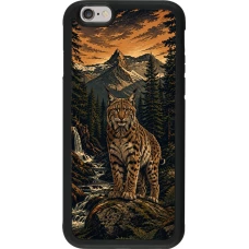iPhone 6/6s Case Hülle - Silikon schwarz Linocut Luchs