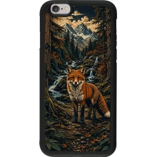 iPhone 6/6s Case Hülle - Silikon schwarz Linocut Fuchs