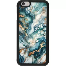 Coque iPhone 6/6s - Silicone rigide noir Marbre Vert Bleu Doré