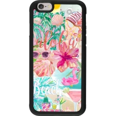 Coque iPhone 6/6s - Silicone rigide noir Preppy Collage Aloha