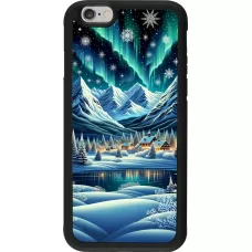 Coque iPhone 6/6s - Silicone rigide noir Snowy Mountain Village Lake night