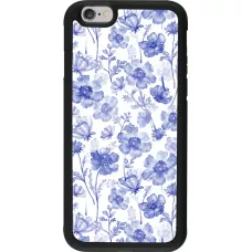 iPhone 6/6s Case Hülle - Silikon schwarz Spring 23 watercolor blue flowers