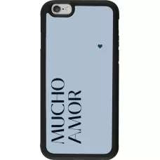 Coque iPhone 6/6s - Silicone rigide noir Valentine 2024 mucho amor azul