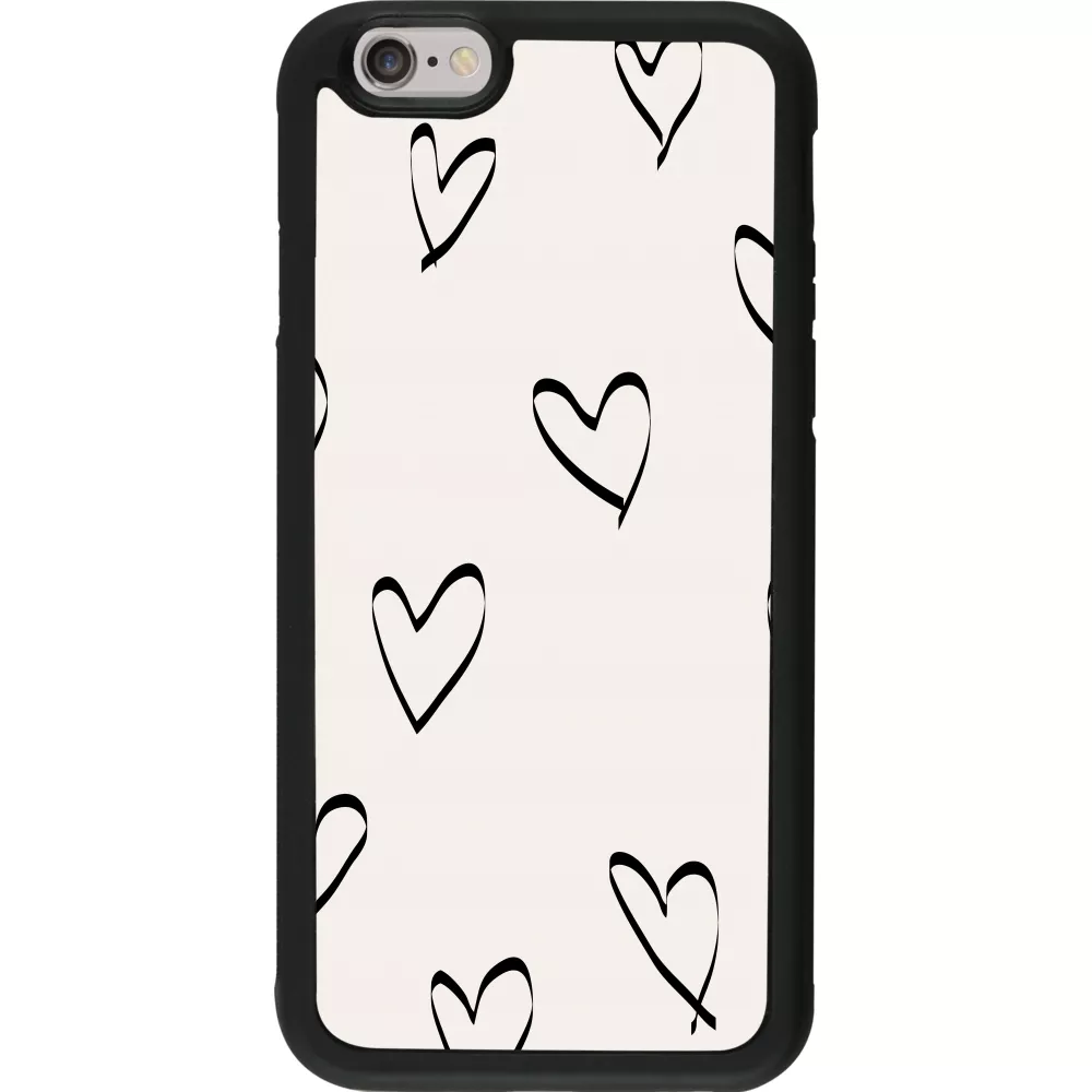 Coque iPhone 6/6s - Silicone rigide noir Valentine 2023 minimalist hearts