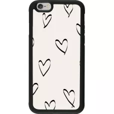 Coque iPhone 6/6s - Silicone rigide noir Valentine 2023 minimalist hearts