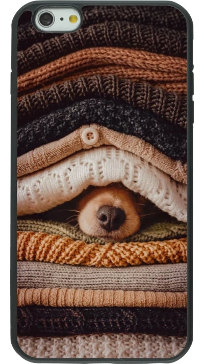Coque iPhone 6 Plus / 6s Plus - Silicone rigide noir Autumn 26 Dog under the covers