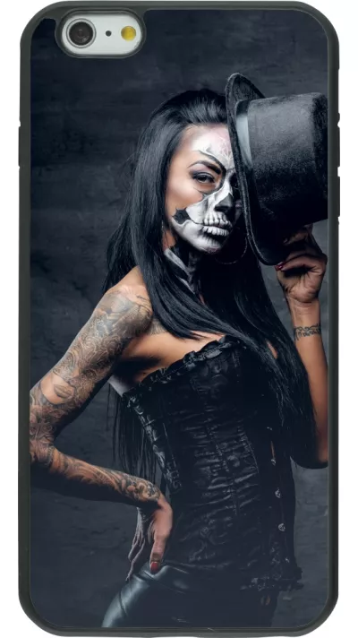 iPhone 6 Plus / 6s Plus Case Hülle - Silikon schwarz Halloween 22 Tattooed Girl