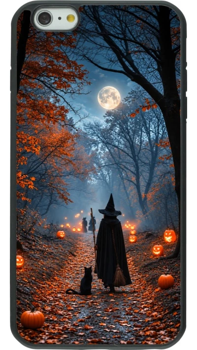 iPhone 6 Plus / 6s Plus Case Hülle - Silikon schwarz Halloween 2026 Witch with a cat