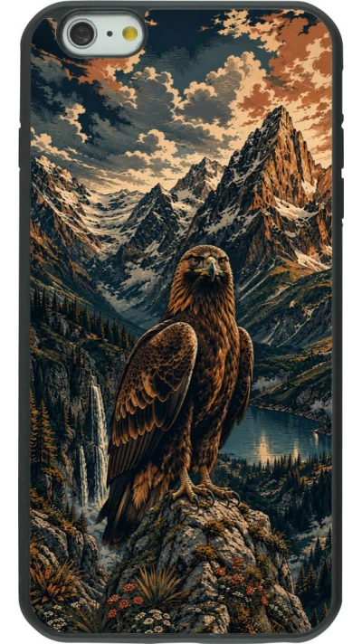 Coque iPhone 6 Plus / 6s Plus - Silicone rigide noir Linocut Aigle Royal