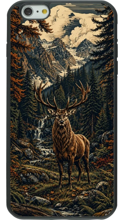 Coque iPhone 6 Plus / 6s Plus - Silicone rigide noir Linocut Cerf