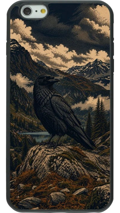 Coque iPhone 6 Plus / 6s Plus - Silicone rigide noir Linocut Grand Corbeau