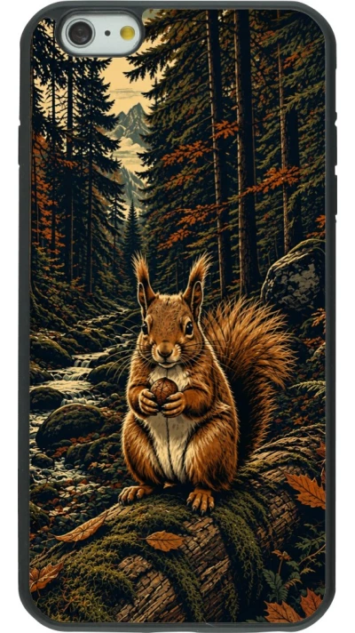 Coque iPhone 6 Plus / 6s Plus - Silicone rigide noir Linocut Ecureuil
