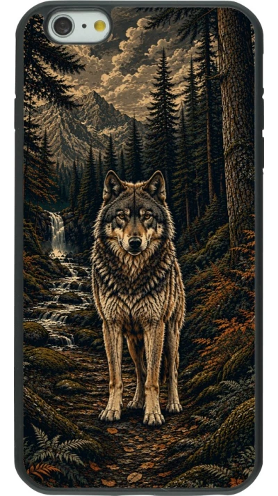Coque iPhone 6 Plus / 6s Plus - Silicone rigide noir Linocut Loup