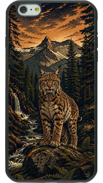Coque iPhone 6 Plus / 6s Plus - Silicone rigide noir Linocut Lynx