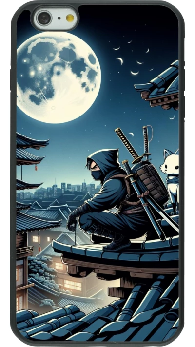 iPhone 6 Plus / 6s Plus Case Hülle - Silikon schwarz Ninja unter dem Mond