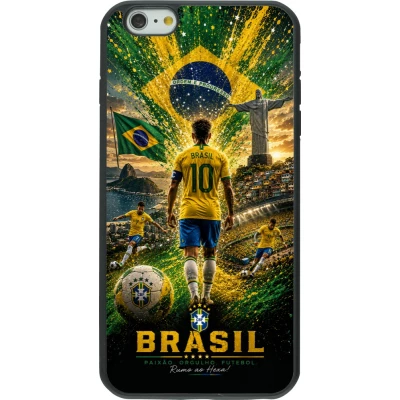 Coque iPhone 6 Plus / 6s Plus - Silicone rigide noir Football Brésil splash 2026