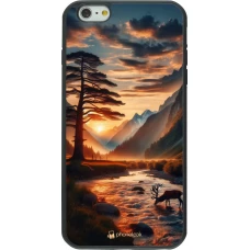 iPhone 6 Plus / 6s Plus Case Hülle - Silikon schwarz Tal Sonnenuntergang Hirsch Baum