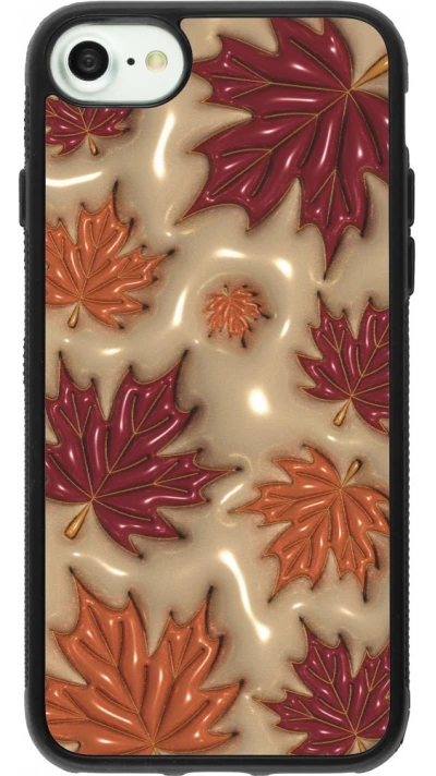 Coque iPhone 7 / 8 / SE (2020, 2022) - Silicone rigide noir Autumn 26 3D leaves