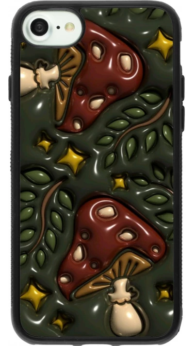 Coque iPhone 7 / 8 / SE (2020, 2022) - Silicone rigide noir Autumn 26 3D mushrooms