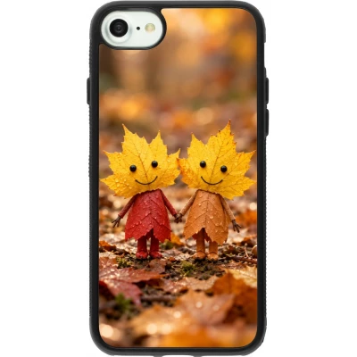 Coque iPhone 7 / 8 / SE (2020, 2022) - Silicone rigide noir Autumn 26 Couple of leaves