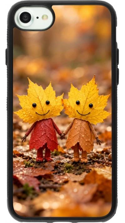 Coque iPhone 7 / 8 / SE (2020, 2022) - Silicone rigide noir Autumn 26 Couple of leaves