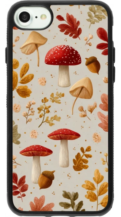 Coque iPhone 7 / 8 / SE (2020, 2022) - Silicone rigide noir Autumn 26 Mushrooms and leaves