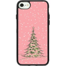Coque iPhone 7 / 8 / SE (2020, 2022) - Silicone rigide noir Christmas 25 Pink Tree