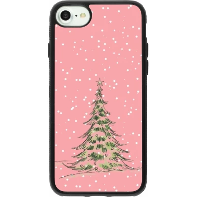 Coque iPhone 7 / 8 / SE (2020, 2022) - Silicone rigide noir Christmas 25 Pink Tree