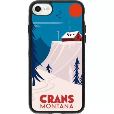 Coque iPhone 7 / 8 / SE (2020, 2022) - Silicone rigide noir Crans-Montana Cabane