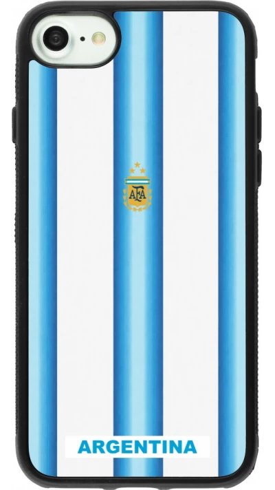 Coque iPhone 7 / 8 / SE (2020, 2022) - Silicone rigide noir Maillot de football Argentine 2026 personnalisable
