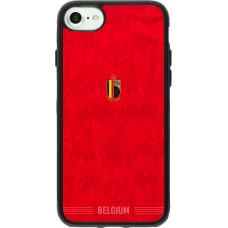Coque iPhone 7 / 8 / SE (2020, 2022) - Silicone rigide noir Maillot de football Belgique 2026 personnalisable