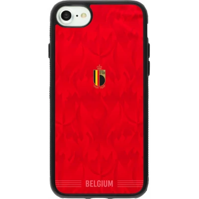 Coque iPhone 7 / 8 / SE (2020, 2022) - Silicone rigide noir Maillot de football Belgique 2026 personnalisable