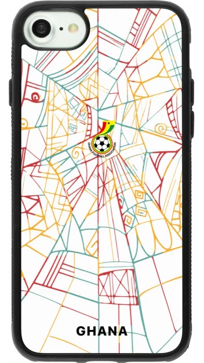Coque iPhone 7 / 8 / SE (2020, 2022) - Silicone rigide noir Maillot de football Ghana 2026 personnalisable