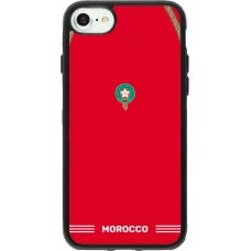Coque iPhone 7 / 8 / SE (2020, 2022) - Silicone rigide noir Maillot de football Maroc 2026 personnalisable