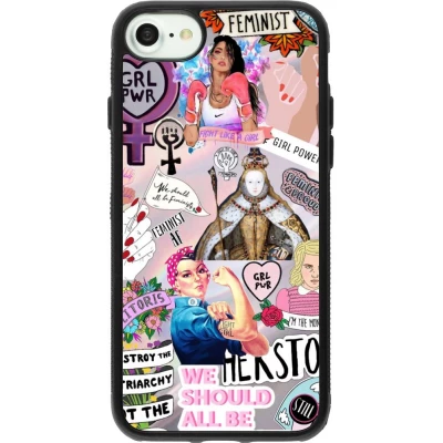 Coque iPhone 7 / 8 / SE (2020, 2022) - Silicone rigide noir Girl Power Collage