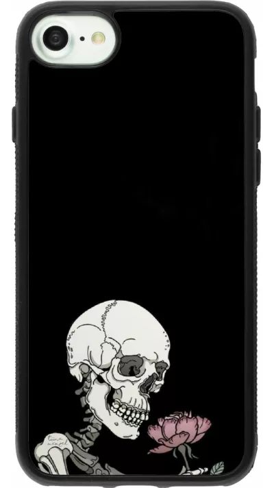 Coque iPhone 7 / 8 / SE (2020, 2022) - Silicone rigide noir Halloween 2023 rose and skeleton