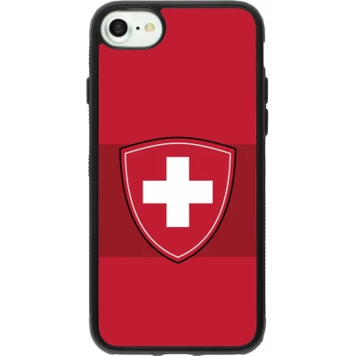 Coque iPhone 7 / 8 / SE (2020, 2022) - Silicone rigide noir Hockey World Championship Ecusson Suisse