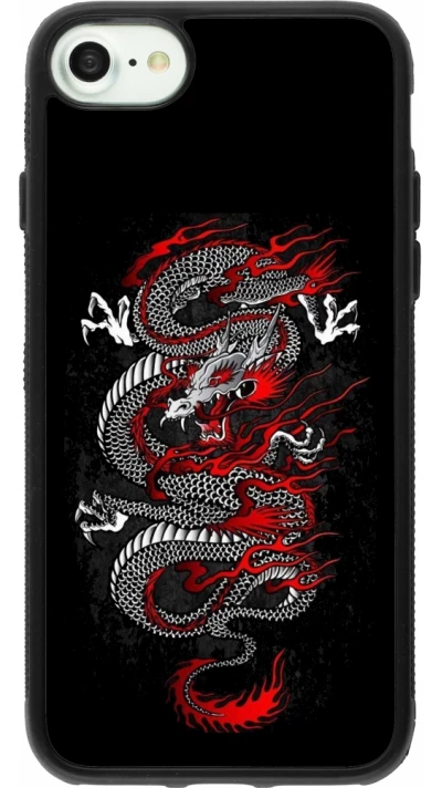iPhone 7 / 8 / SE (2020, 2022) Case Hülle - Silikon schwarz Japanese style Dragon Tattoo Red Black