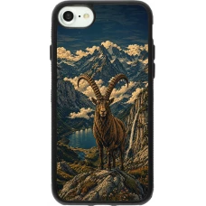 iPhone 7 / 8 / SE (2020, 2022) Case Hülle - Silikon schwarz Linocut Steinbock