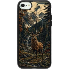 iPhone 7 / 8 / SE (2020, 2022) Case Hülle - Silikon schwarz Linocut Reh