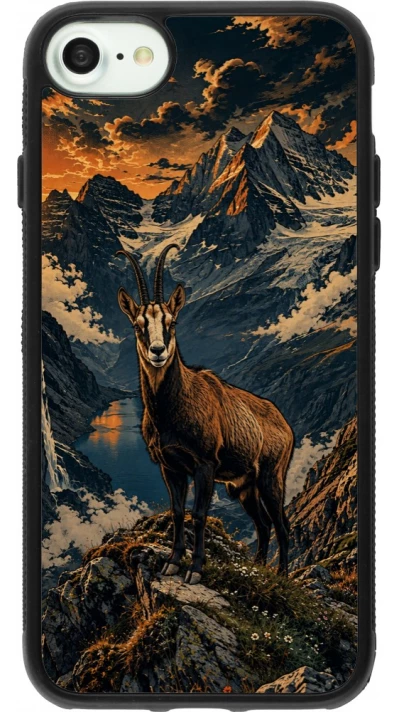 Coque iPhone 7 / 8 / SE (2020, 2022) - Silicone rigide noir Linocut Chamois