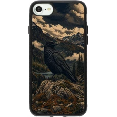 iPhone 7 / 8 / SE (2020, 2022) Case Hülle - Silikon schwarz Linocut Grosser Rabe