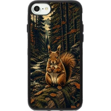 iPhone 7 / 8 / SE (2020, 2022) Case Hülle - Silikon schwarz Linocut Eichhörnchen