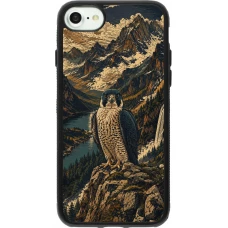iPhone 7 / 8 / SE (2020, 2022) Case Hülle - Silikon schwarz Linocut Wanderfalke