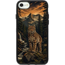 Coque iPhone 7 / 8 / SE (2020, 2022) - Silicone rigide noir Linocut Lynx
